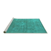Ahgly Company Machine Wareable Indoor Rectangle Oriental Turquoise Blue Industrial Area Rugs, 5 '8'