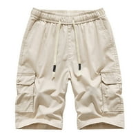 Owordtank Mens Pure Color Outdoor Bermuda Shorts с джобове плаж ежедневни товарни къси панталони