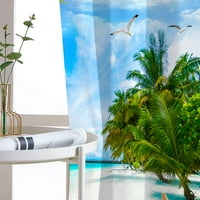 Луксозен панел завеси синя спалня светло филтриране на прозореца Завеса плаж декори за лечение на стаи Стил-C W: 33 H: 83