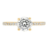 1. CT кръгла изрязана ясна симулирана диамант 18k жълто злато гравиране изявление Булчинска годишнина Ангажимент Размер на сватбения пръстен 3.75