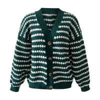 Ketyyh-chn Fall Powaters for Women Open-Front Cardigan палто твърди цветни палта за жени зелено, S