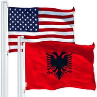 G Combo Flag Pack: USA American Flag Ft 150D Печатни звезди и Albania Flag Ft 150D Printed