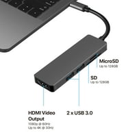 C Hub Adapter Dock USB Type C до HDMI 4K, USB 3.0, SD & Micro SD TF четец на карти за памет TF Dongle Aluminium Multiport