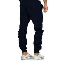 Панталони от Война за мъже Мъжки клапа джобни джобни еластични талии букви графични улични панталони ВМС, 3XL