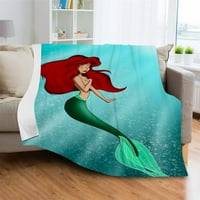 Карикатура русалка Ariel модел одеяло леко тегло ултра меко пътуване с одеяло за момчета за момчета, 51x 130x