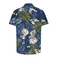 Летни върхове, Просвета мъже Небрежни бутони Цветни блок Хавай печат с джобна блуза с къси ръкави с къс ръкав