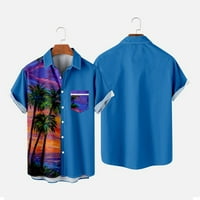 Риза Ayolanni Aloha мъже ежедневни бутони за печат на плаж за печат на плаж за късо ръкав блуза блуза