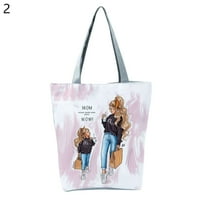 Shenmeida голям капацитет Ръчна чанта за рамо цип сладък семейство родител-дете-Тотална торбичка за работа
