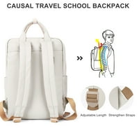 Женски малки училищни раници за пътуване, сладка водоустойчива чанта за книги за тийнейджъри, лека лаптоп колеж за гърба, естетическа гимназиална чанта бяла