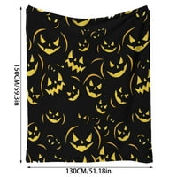 Sdjma Halloween Flannel Halle Ongant, тиквено шарени черно одеяло, меко плюшено декоративно одеяло за легла за диван, стол за всички сезони за възрастни, 51.1 x59.3