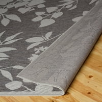 Външен килим на закрито - сив флорален модел устойчив на атмосферни влияния Rug Cannyon Collection