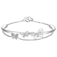 Открит пеперуда чар гривна за жени сребърен цвят Elegantfashion Tassel Chain Fine Bewelry Gift