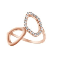 0. Карат кръгла форма бяла естествена диамантена модна геометричен пръстен в 14K розов златен пръстен размер-8.5