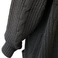 Жилетки за жени модерни трикотажни дрехи с дълъг ръкав Отворете предни жилища пуловери Небрежни връхни дрехи с джобно черно