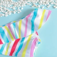 Lieserram Toddler Girls Summer Britwear Sets 2t 3T 4T 5T 6T SLEEKESS бански костюми + Ruffle Striped Thong