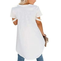 Тениска от бомтоо за жени екипаж на шията тий тениска тениска разхлабена туника блуза плаж пуловер черно s