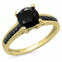 Колекция DazzlingRock 1. Карат 14K черен диамантен булчински пасианс с акценти годежен пръстен, жълто злато, размер 7.5