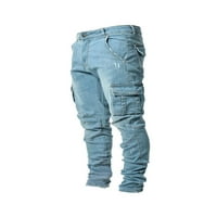 Mialoley Men Pants Pants, странични джобове отслабване на небрежно парти улица пролетни плисирани панталони