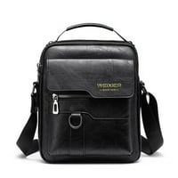 Toyella Vintage Leather Vertical Portable Business Casual Leather Bag Black