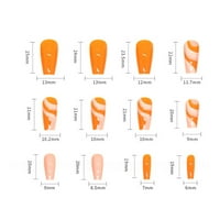 Bhxteng оранжеви фалшиви нокти вълни линии със средна дължина фалшиви нокти за жени момичета