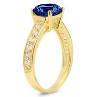 2.18ct кръгло отрязано синьо симулиран танзанит 14k жълто злато годишнина годежен пръстен размер 6.5