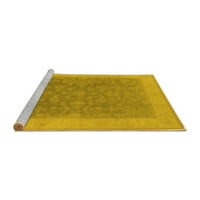 Ahgly Company Machine Pashable Indoor Rectangle Oriental Yellow Traditional Area Cugs, 8 '10'