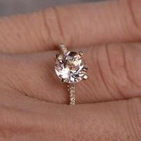 1. Карат кръг отрязана морганит и диамантен мосанит годежен пръстен Женски годежен пръстен с 18K златно покритие