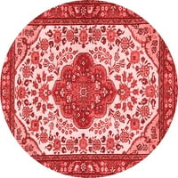 Ahgly Company Indoor Round Medallion Red Traditional Area Rugs, 7 'Round