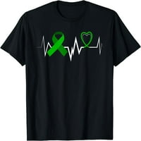 Сърдечен ритъм зелена панделка бъбречна болест риза черно голяма