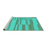 Ahgly Company Machine Wareable Indoor Rectangle Abstract Turquoise Blue Modern Area Cugs, 8 '10'