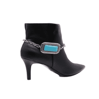 Жени сребърна метална верига западна обувка за обувка за обувка Turquoise Blue Charm