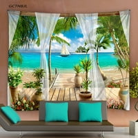 Ocean Beach Tapestry стена висяща морски кокосово дърво стена гоблен тропически плажен пейзаж Европа морски сцена за домашен декор