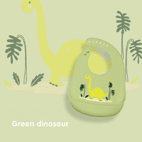 Водоустойчив силиконов бебешки лигавица Лек тегло Удобно лесно избърсване --- зелен динозавър
