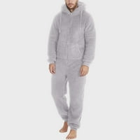 Uorcsa личност с дълъг ръкав с качулка пижами ежедневно зимно топло ромонско спално облекло сиво