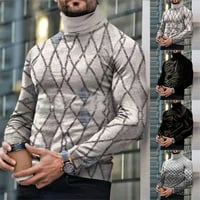 Мъже Turtleneck с дълъг ръкав щампа тънък приготен пуловер джъмпер пуловер тениски върхове
