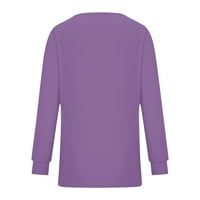 Fragarn дамски блузи Просвещение кръгла шия ежедневен дълъг ръкав печат пуловер Хенли ризи за жени с тениски с тениски с тениски туника светло лилаво m