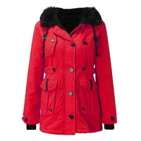Палта за жени зимни топли дебели яке, облицована с палто, палто с качулка с качулка 2xl