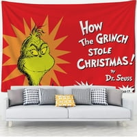 Гринч Коледен гоблен, Коледна зелена Гринч Коледно зелено чудовище висяща кърпа за коледно парти домашно коледно декорация на стена