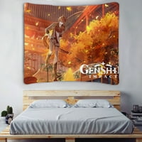Гоблен за спалня, Genshin Impact Anime Pattern Фошът висящ плат, декорации за спалня за дневна трапезария колеж, общежитие, размер