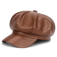 Честита дата Newsboy Caps for Women, Fau Leather Cabbie Painter Hat Gatsby Ivy Beret Cap