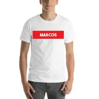 2xl супер червен блок Marcos с къс ръкав памучна тениска от неопределени подаръци