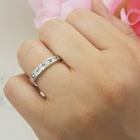 Колекция Desazzlingrock 10k Princess Aquamarine & White Diamond Ladies Anniversary Band Scarkable пръстен, бяло злато, размер 7