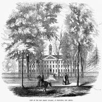 Princeton College, 1853. Nthe College of New Jersey в Принстън. Дърво гравиране, 1853. Плакат печат от