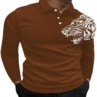 Cindysus мъжки поло риза ревера върхове на шията бутон надолу блуза офис пуловер ежедневни тениски стил-о, m